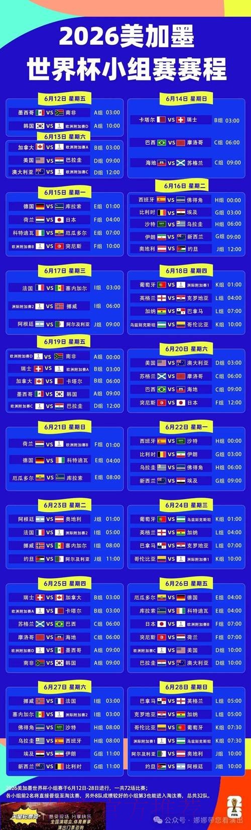 2026世界杯赛程高清版比赛时间表官网入口 2026世界杯赛程高清版比赛时间表官网入口