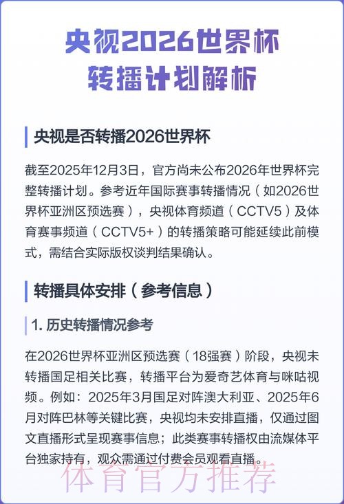 2026世界杯直播平台推荐指南
